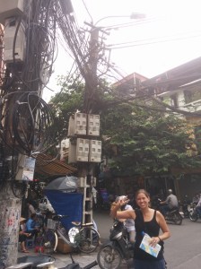 Electrical wiring in Hanoi. 