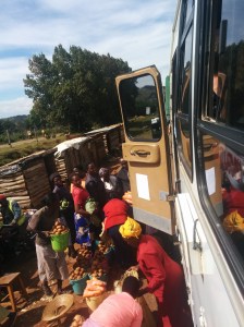 Buying fresh veg for dinner on the side of the road.