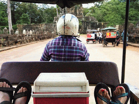 A Tuk Tuk taking us through Angkor city